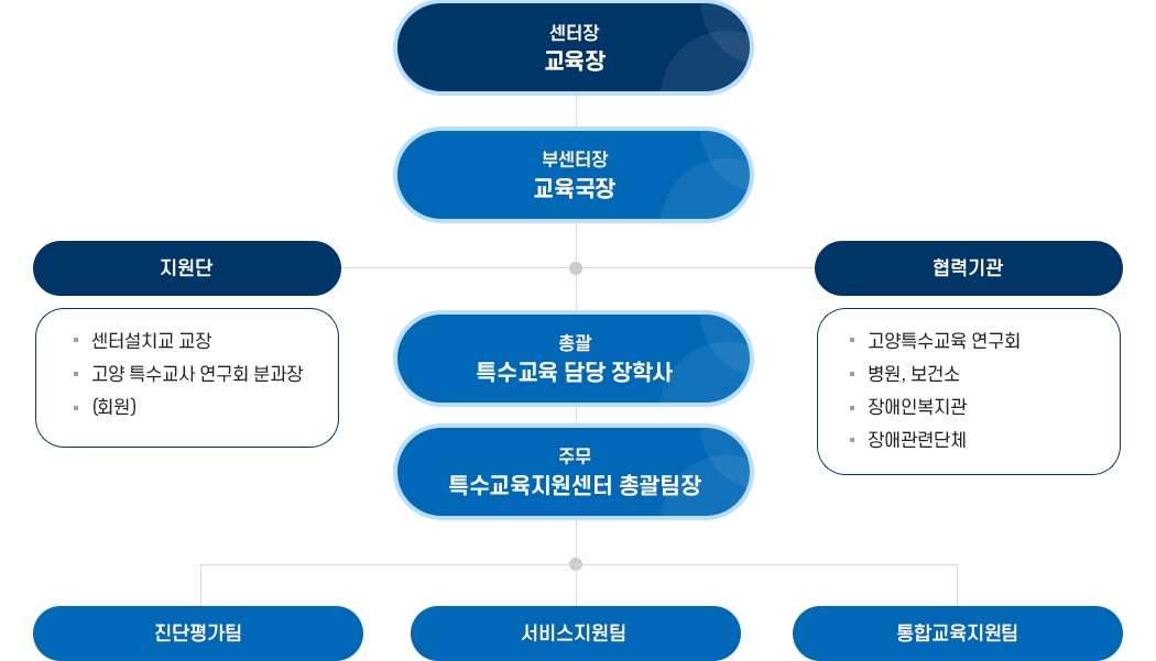 특수교육 지원센터 조직 : 아래 내용 참고